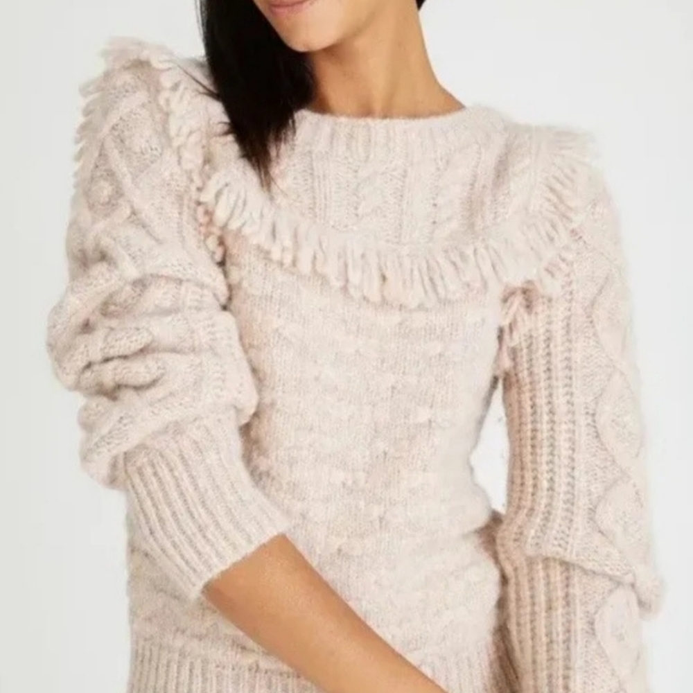 LoveShackFancy Kingston Confetti Dust Fringe Pullover Sweater